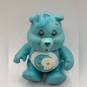 VTG  1983 Care Bears Teal Bedtime Bear Jointed Poseable Plastic Toy Figure 3”